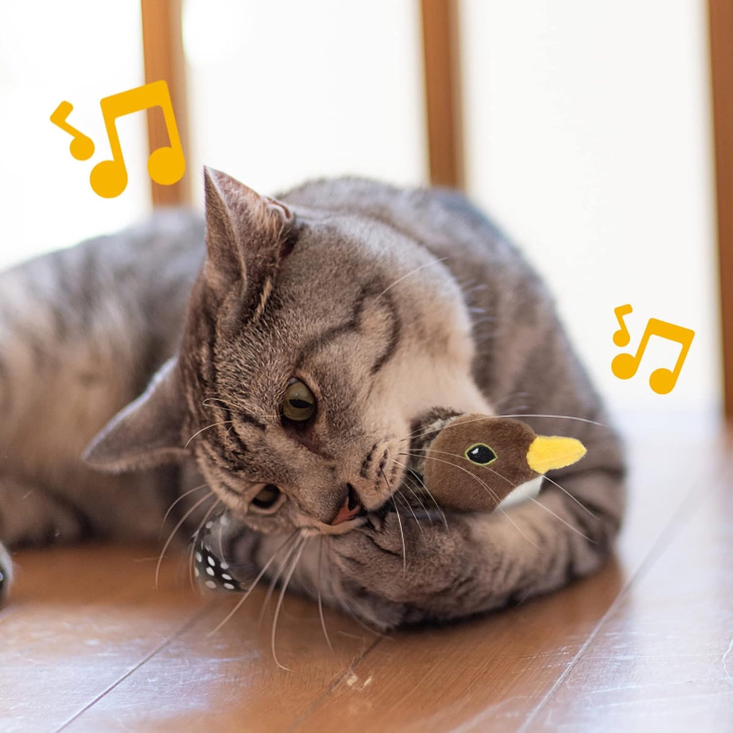 Chirping Bird Cat Toy – Interactive Flapping Plush with Realistic Sounds