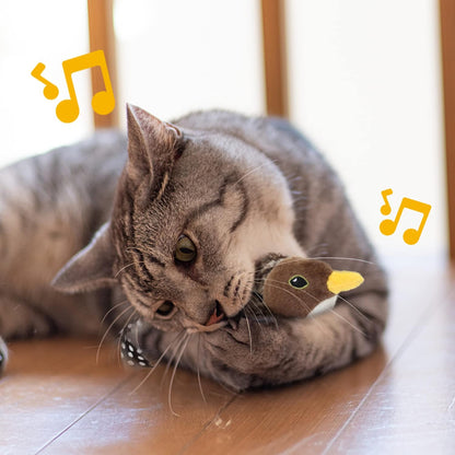 Chirping Bird Cat Toy – Interactive Flapping Plush with Realistic Sounds