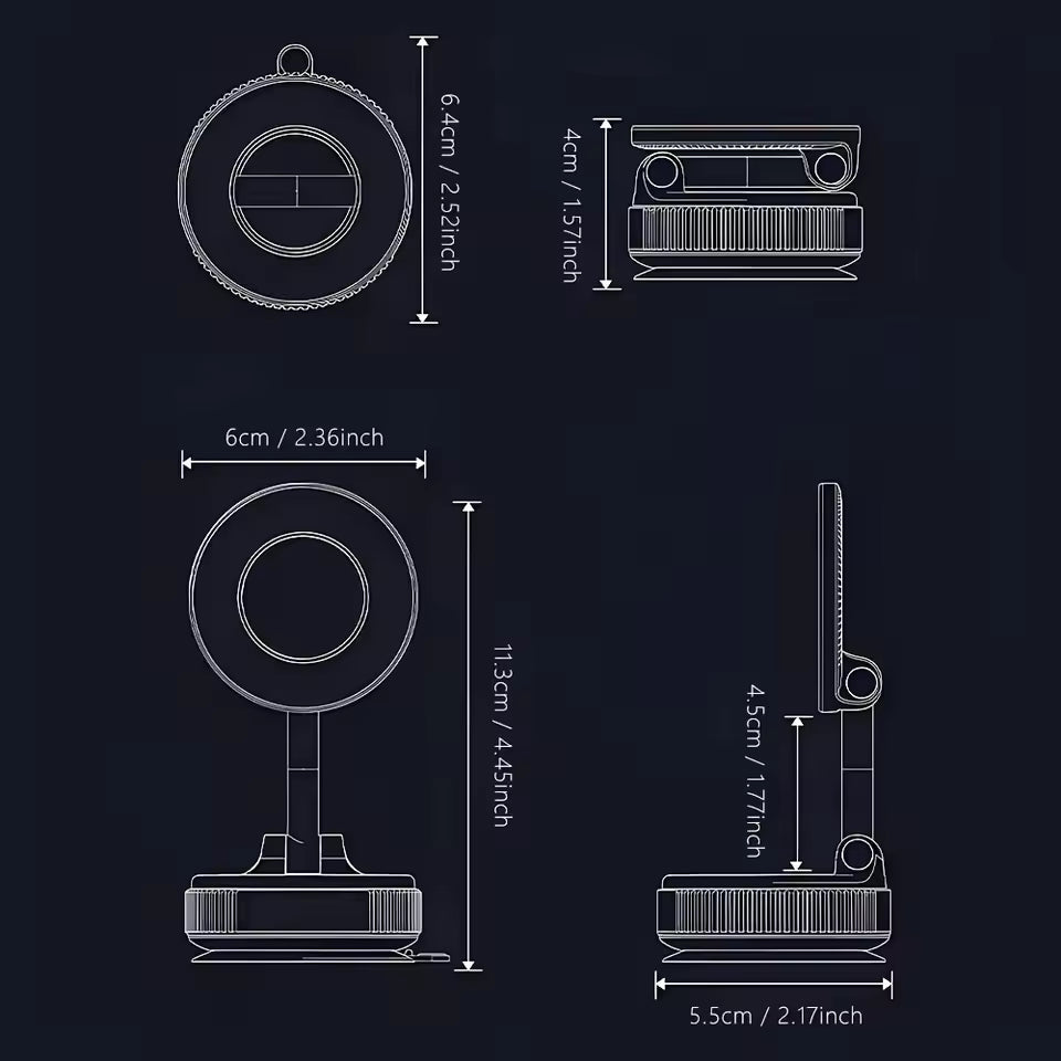 Magnetic Suction Phone Holder – 360° Rotating Car & Desk Mount