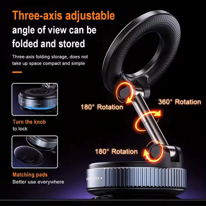 Magnetic Suction Phone Holder – 360° Rotating Car & Desk Mount