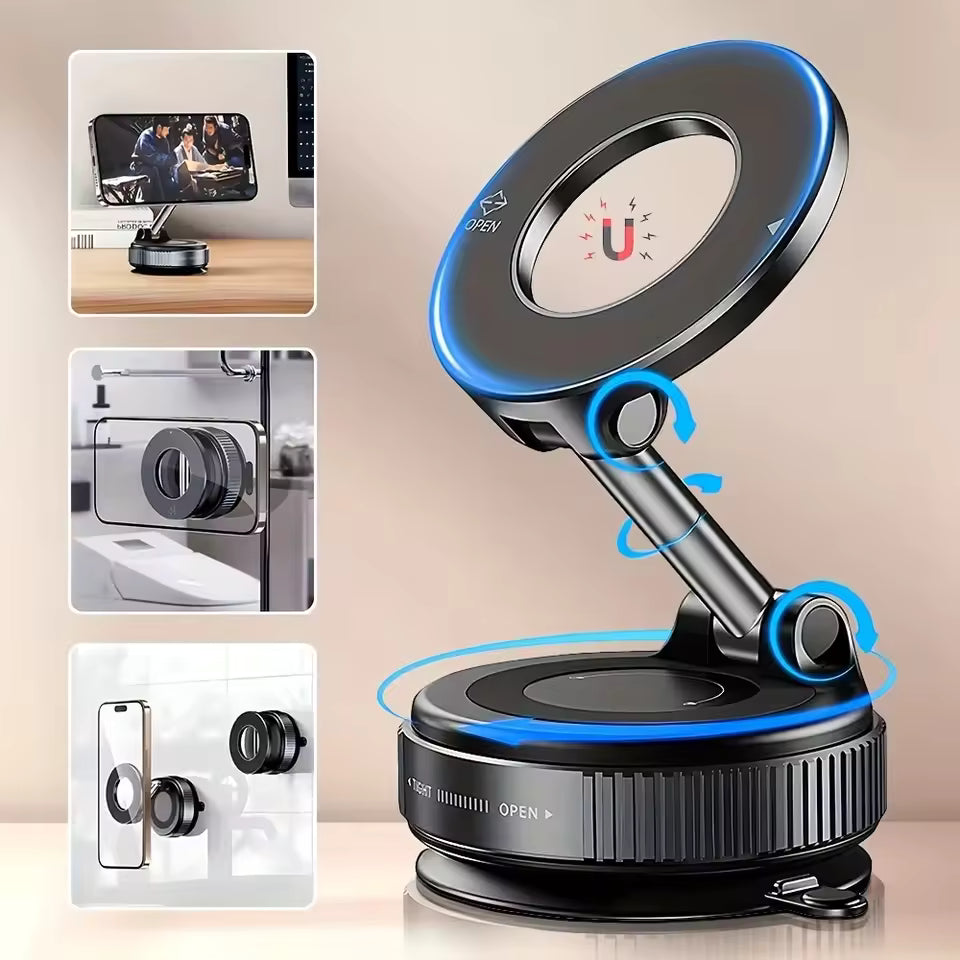 Magnetic Suction Phone Holder – 360° Rotating Car & Desk Mount