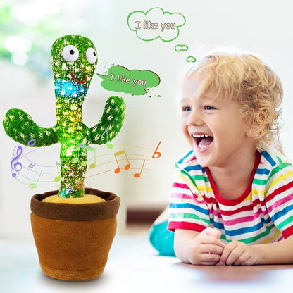 Dancing Cactus Toy – 120 Songs, Voice Repeat, USB & Battery Plushie