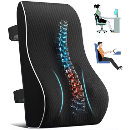 Memory Foam Lumbar Support Pillow – Adjustable Lower Back Cushion