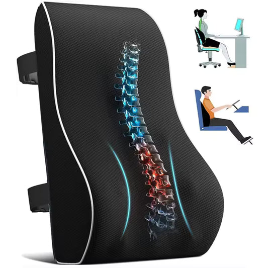 Memory Foam Lumbar Support Pillow – Adjustable Lower Back Cushion
