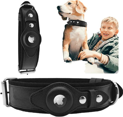 Leather AirTag Dog Collar – Smart Pet Tracker Collar